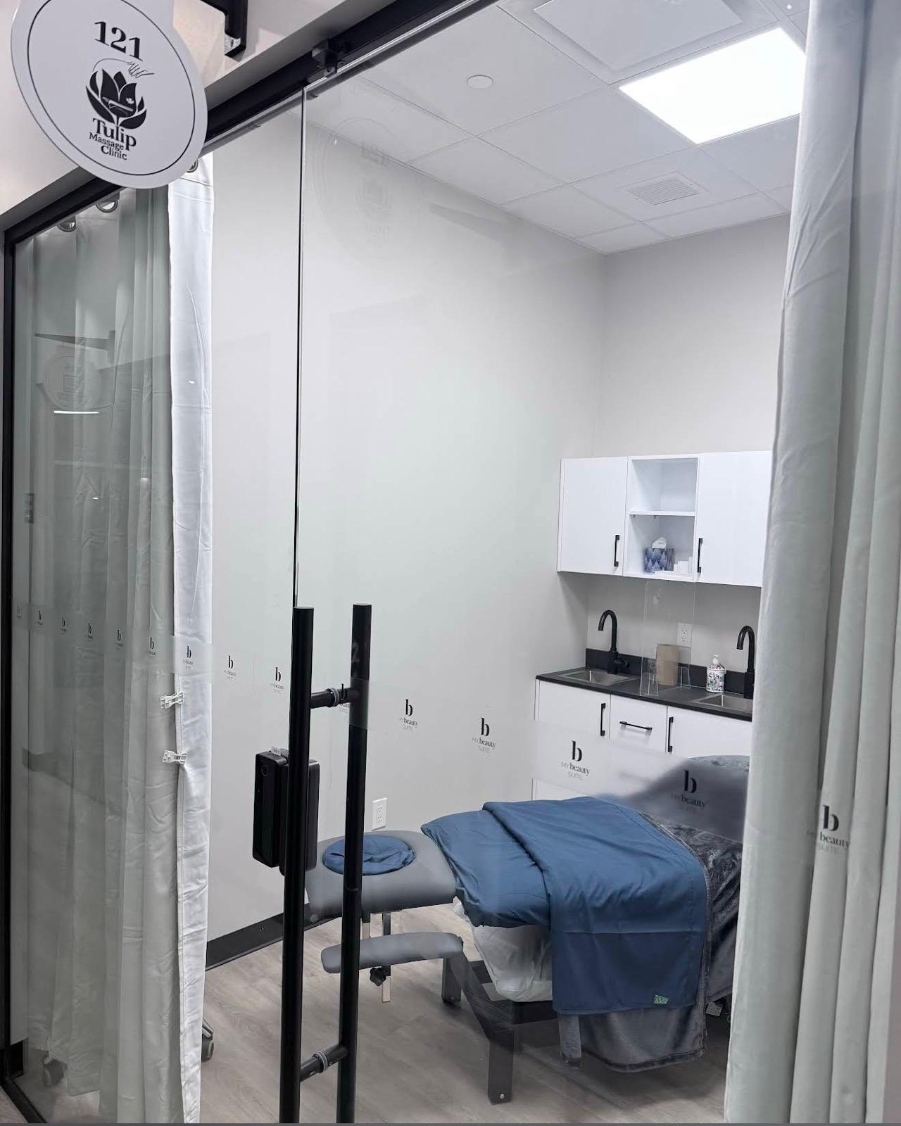 Private treatment room at Tulip Massage Clinic